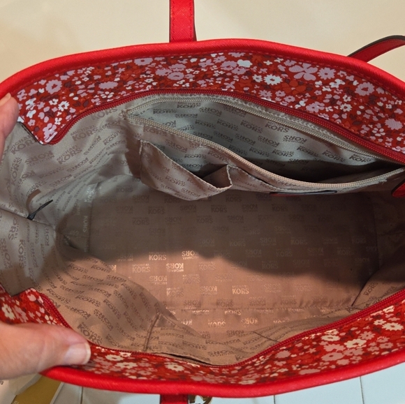 Michael Kors Bag Large Dark Sangria Floral Tote Bag Rare - Picture 5 of 10